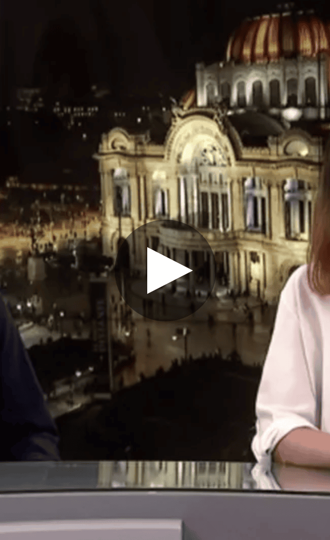 Aitor Palacios y Núria Clavero en el plató de Milenio TV